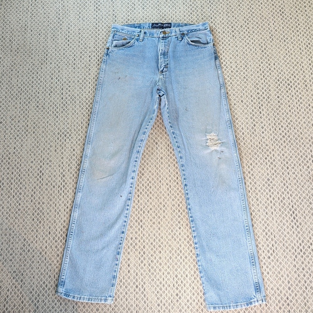 Vintage WRANGLER George Strait Cowboy Cut Distressed Thrashed‎ Worn Jeans 32x33